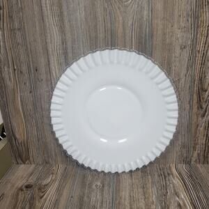 Vintage Fenton Silver Crest Sandwich Plate Milk Glass Crimped Edge Cake Plate